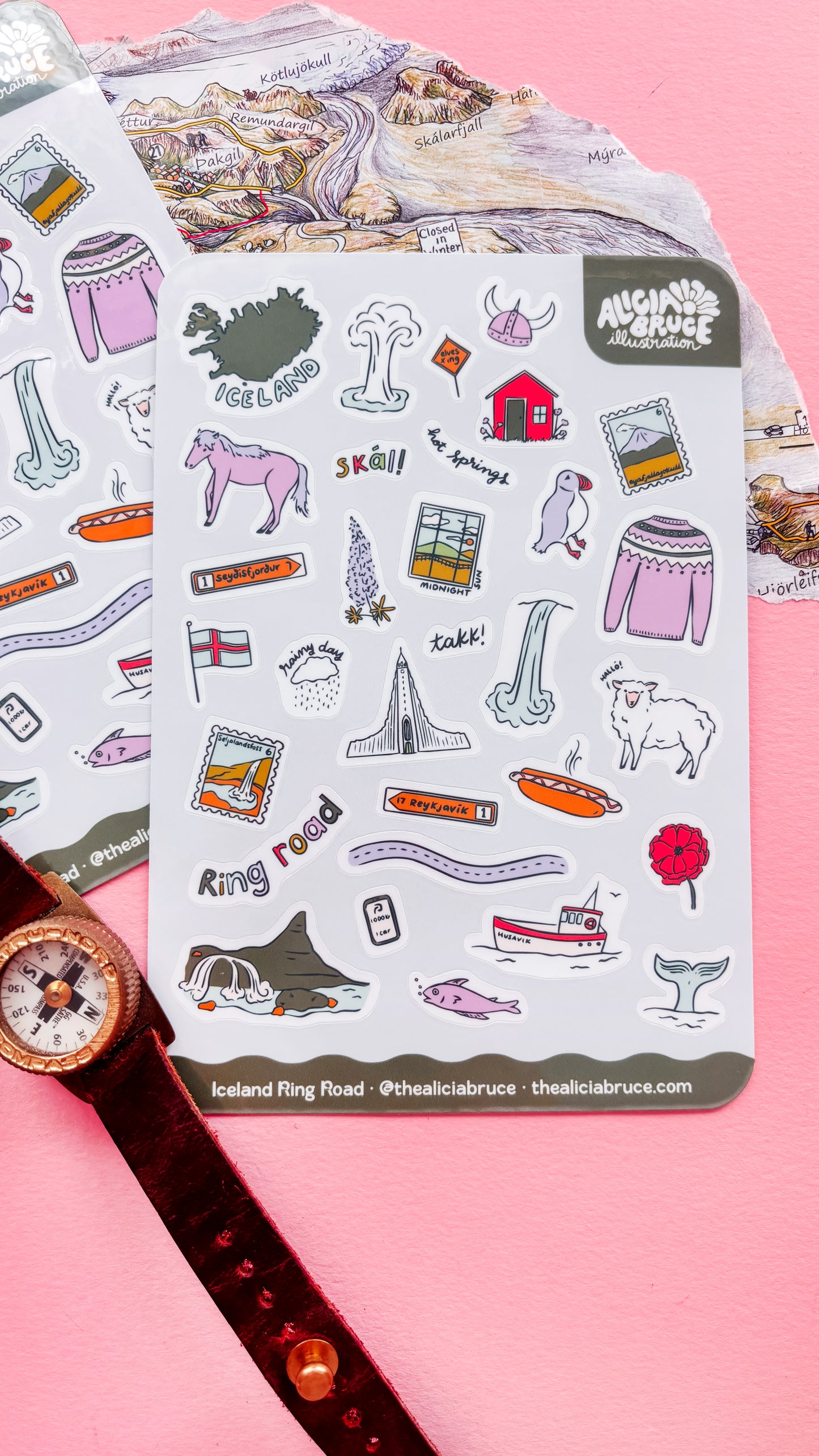 Iceland Ring Road Sticker Sheet