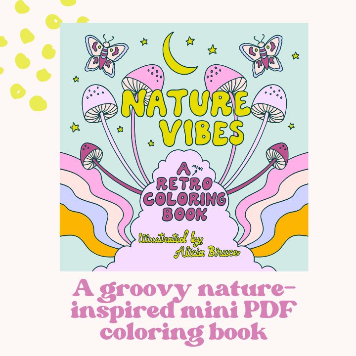 Nature Vibes: Printable Retro Coloring Book Pages