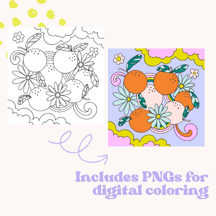 Nature Vibes: Printable Retro Coloring Book Pages