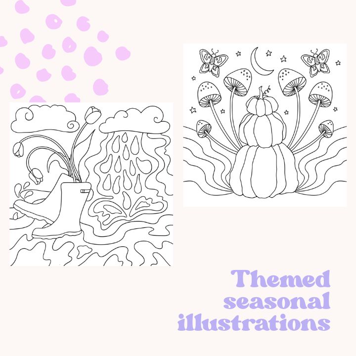 Nature Vibes: Printable Retro Coloring Book Pages