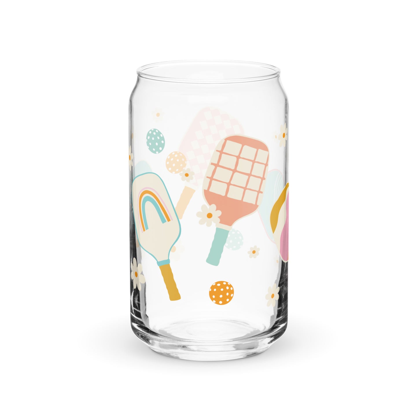 Pickleball can-shaped glass