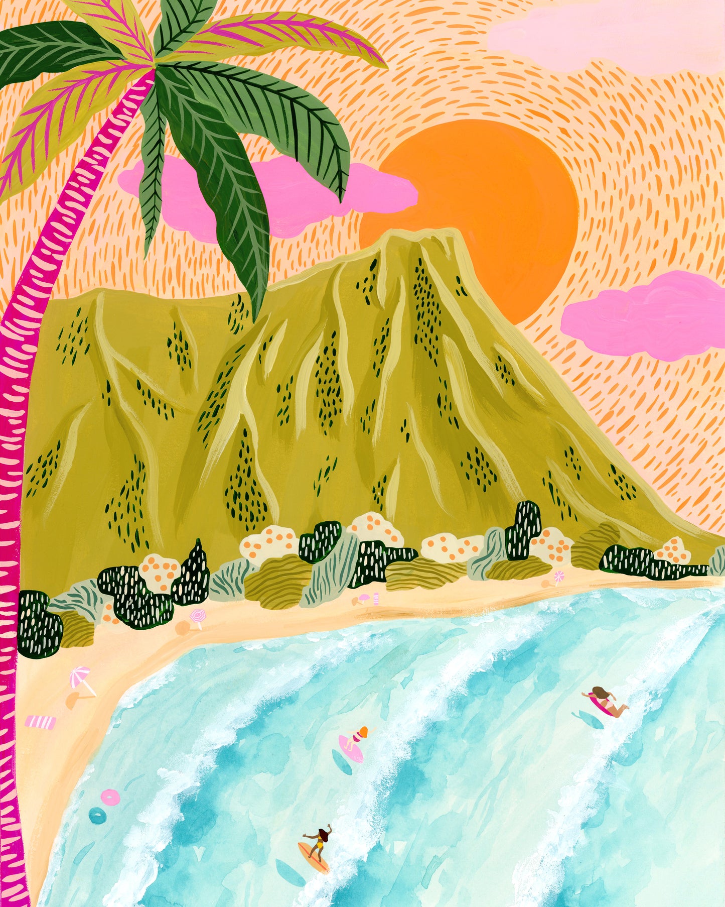 Waikiki Diamond Head Art Print