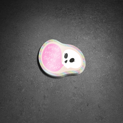 Halloween Bubblegum Skull Vinyl Glitter Sticker