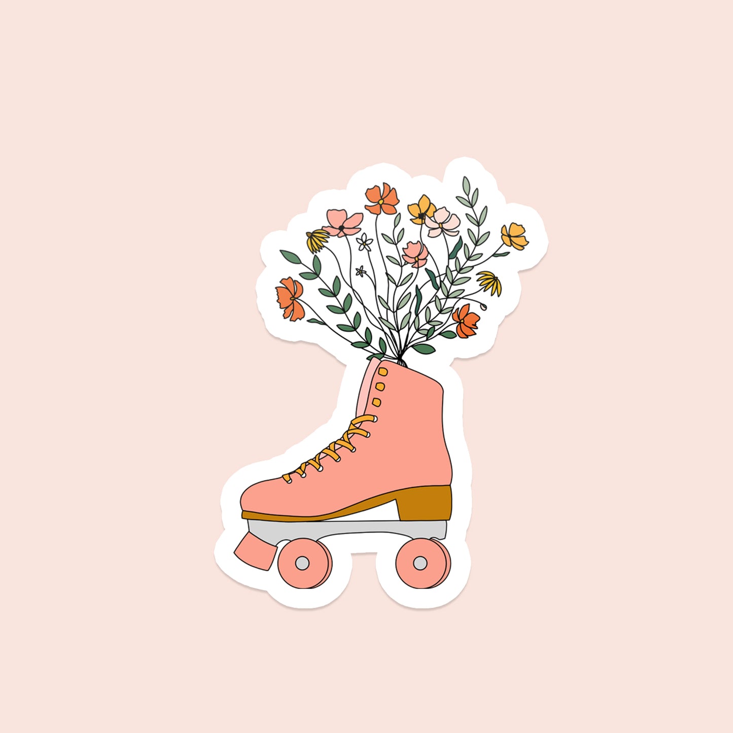 Roller Skate Bouquet Vinyl Sticker