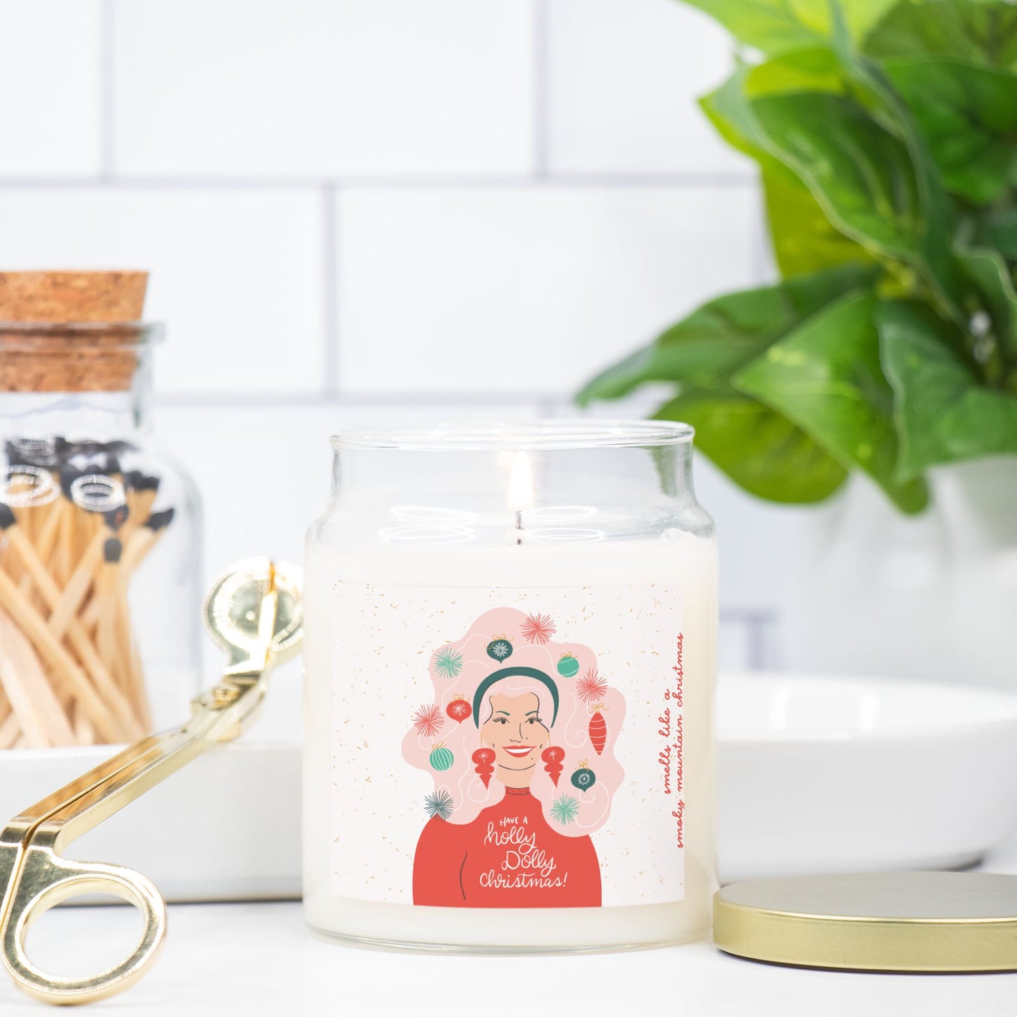 Holly Dolly Christmas Apothecary Jar Candle