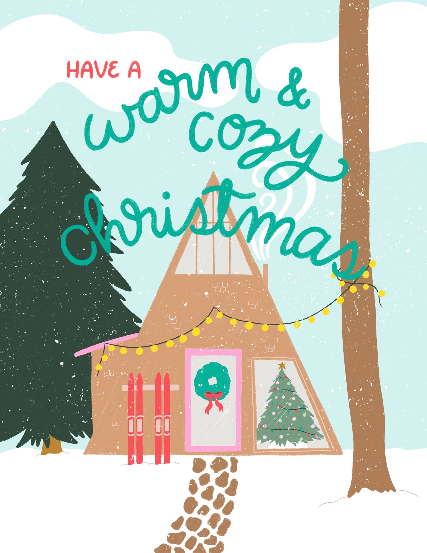 Warm + Cozy Ski Cabin Holiday Christmas Card