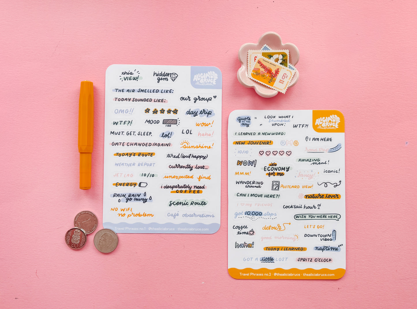 Travel Phrases Sticker Sheets 2-pk
