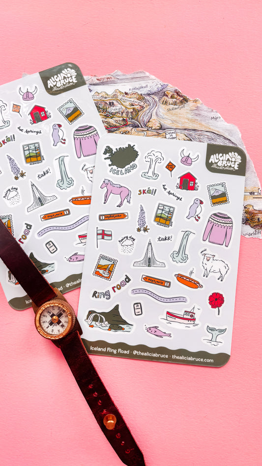 Iceland Ring Road Sticker Sheet