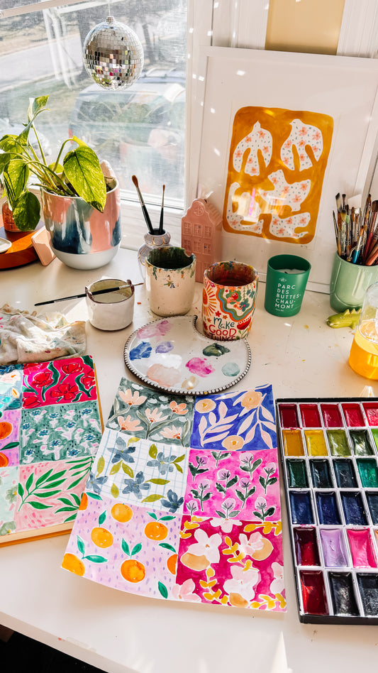 Paint + Sip: Loose Floral Watercolor Patterns