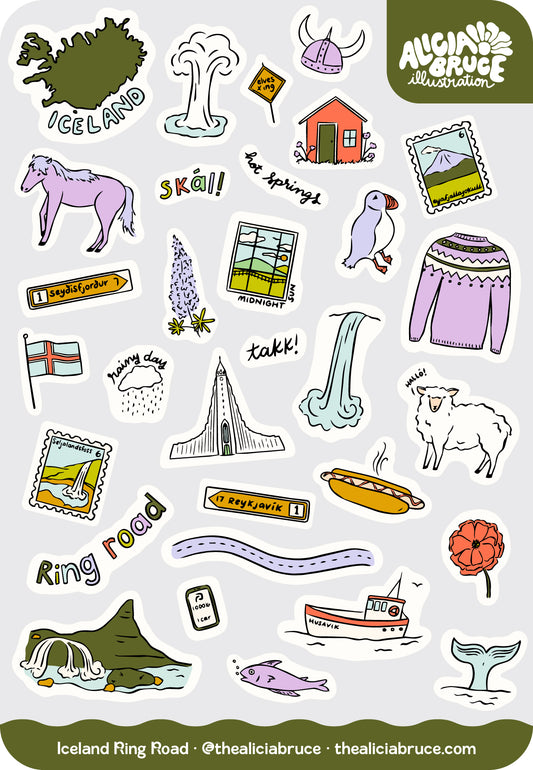 Iceland Ring Road Sticker Sheet