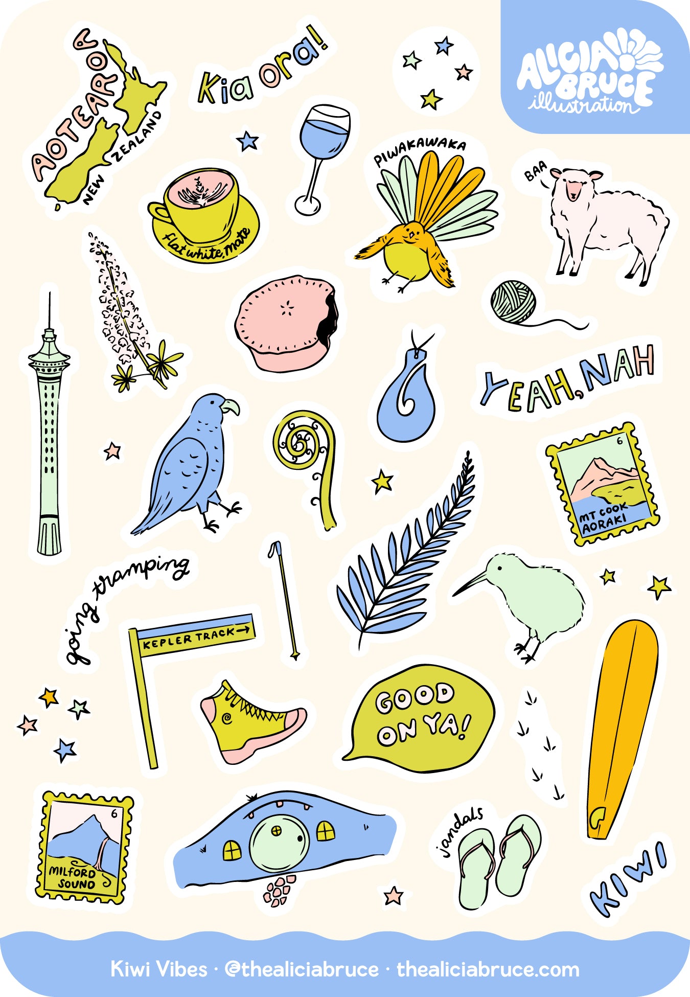Kiwi Vibes Sticker Sheet
