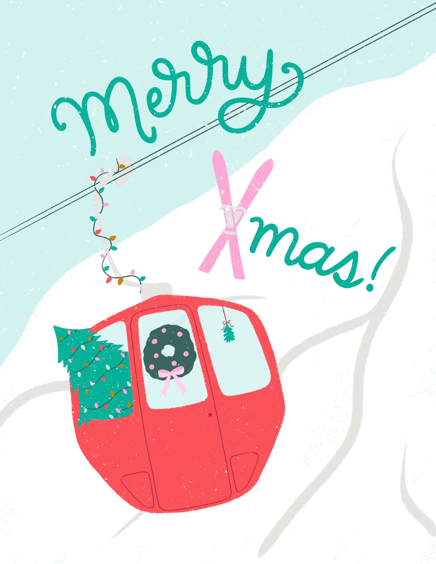 Merry Xmas Ski Holiday Christmas Card