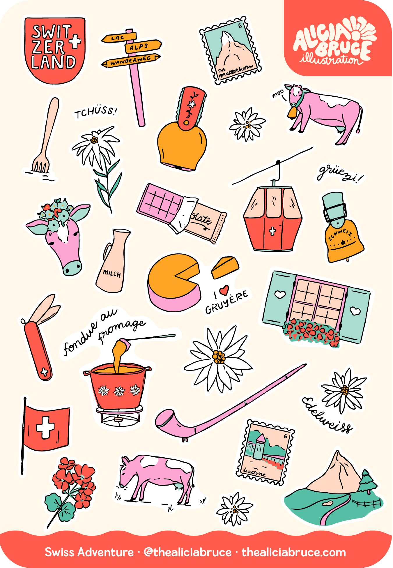 Swiss Adventure Sticker Sheet