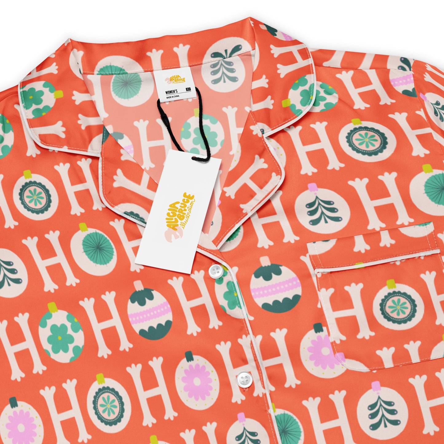 Women's Pajama Top in Ho Ho Ho-liday Red