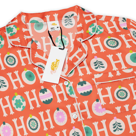 Women's Pajama Top in Ho Ho Ho-liday Red