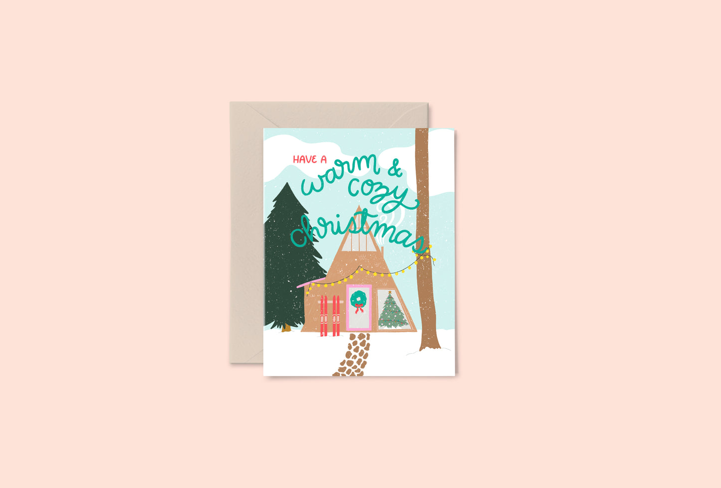 Warm + Cozy Ski Cabin Holiday Christmas Card