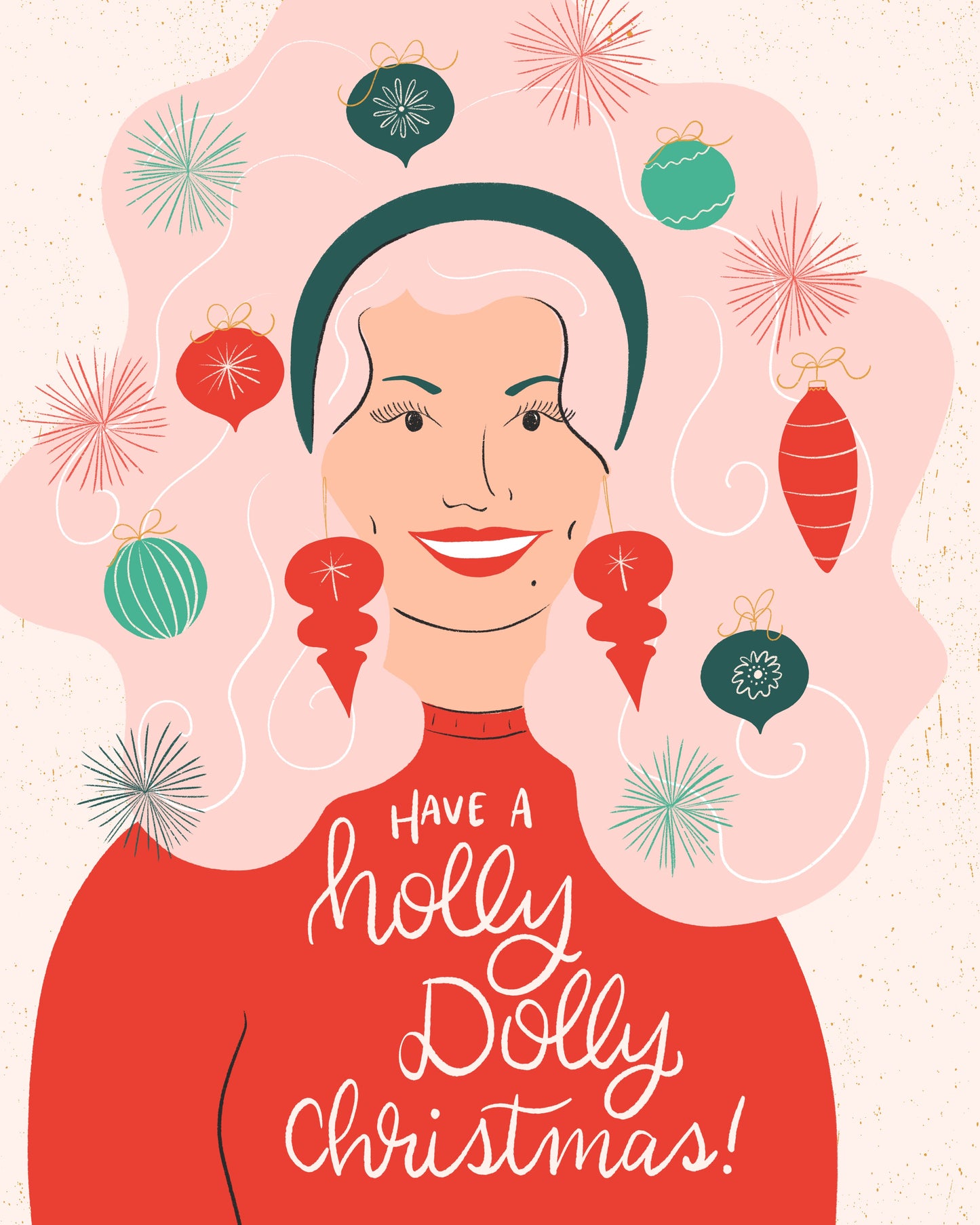 Holly Dolly Christmas Card