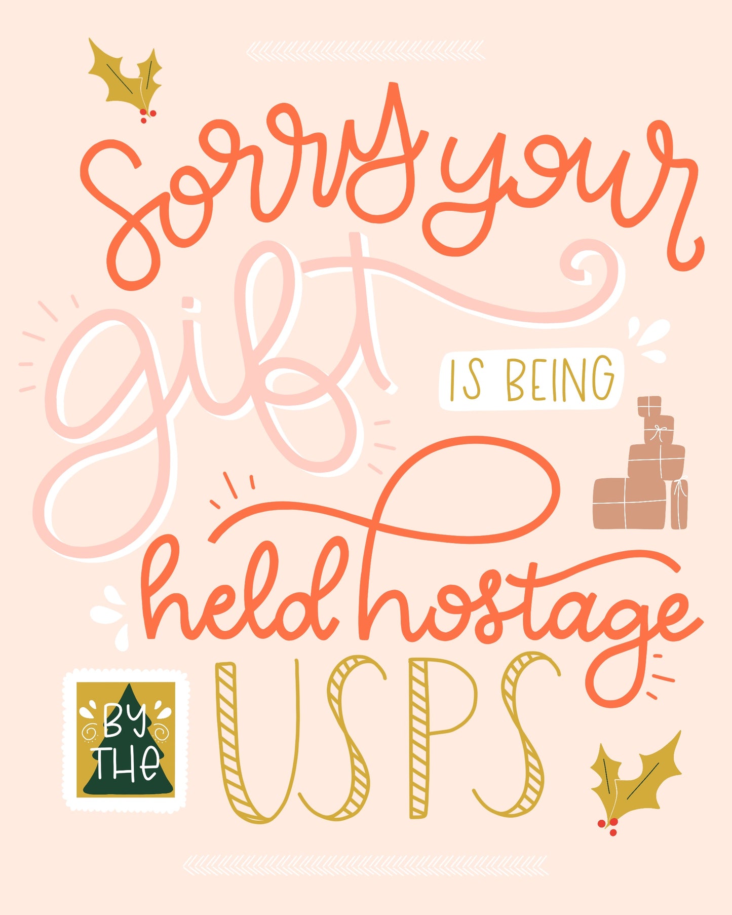 USPS Gift Held Hostage Christmas card