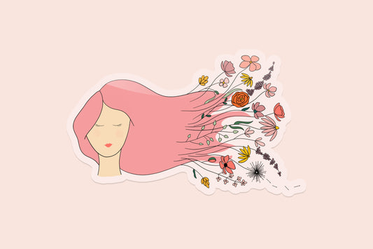 Wildflowers In Her Hair Vinyl Sticker