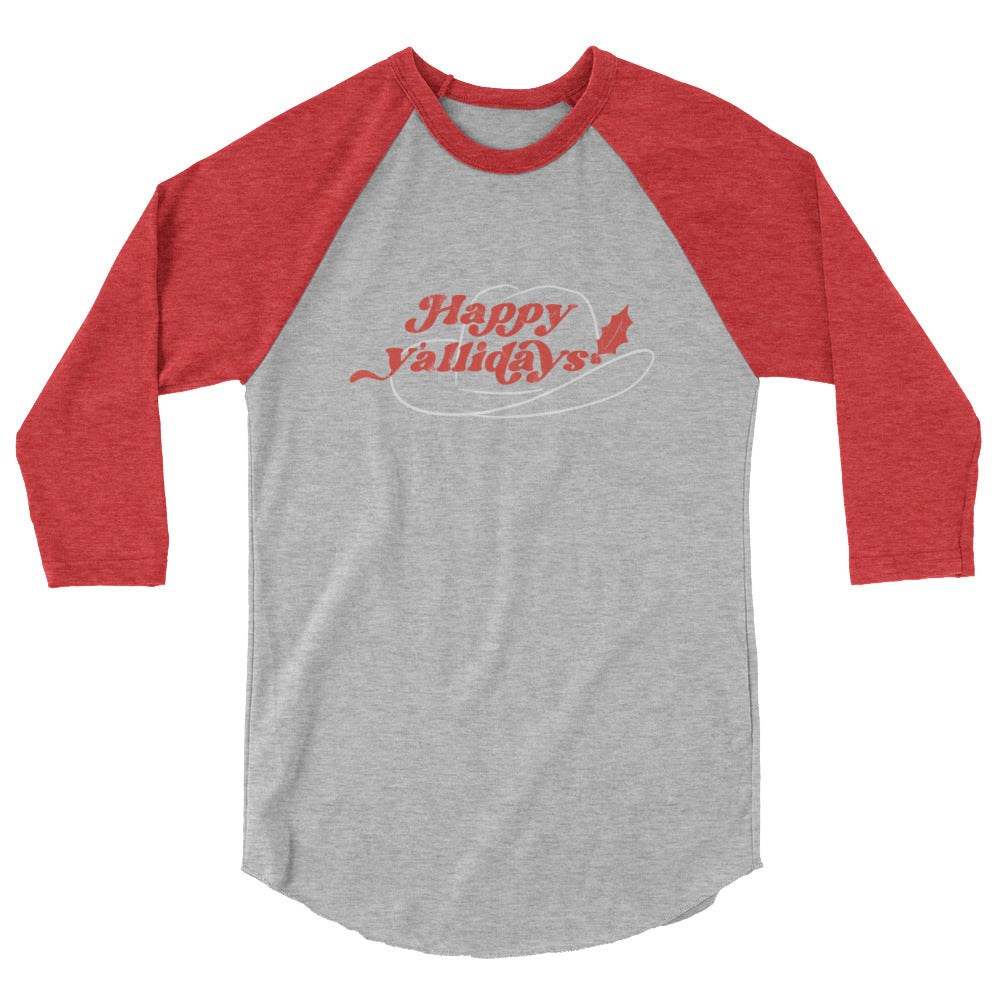 Happy Y'allidays 3/4 Sleeve Baseball Shirt