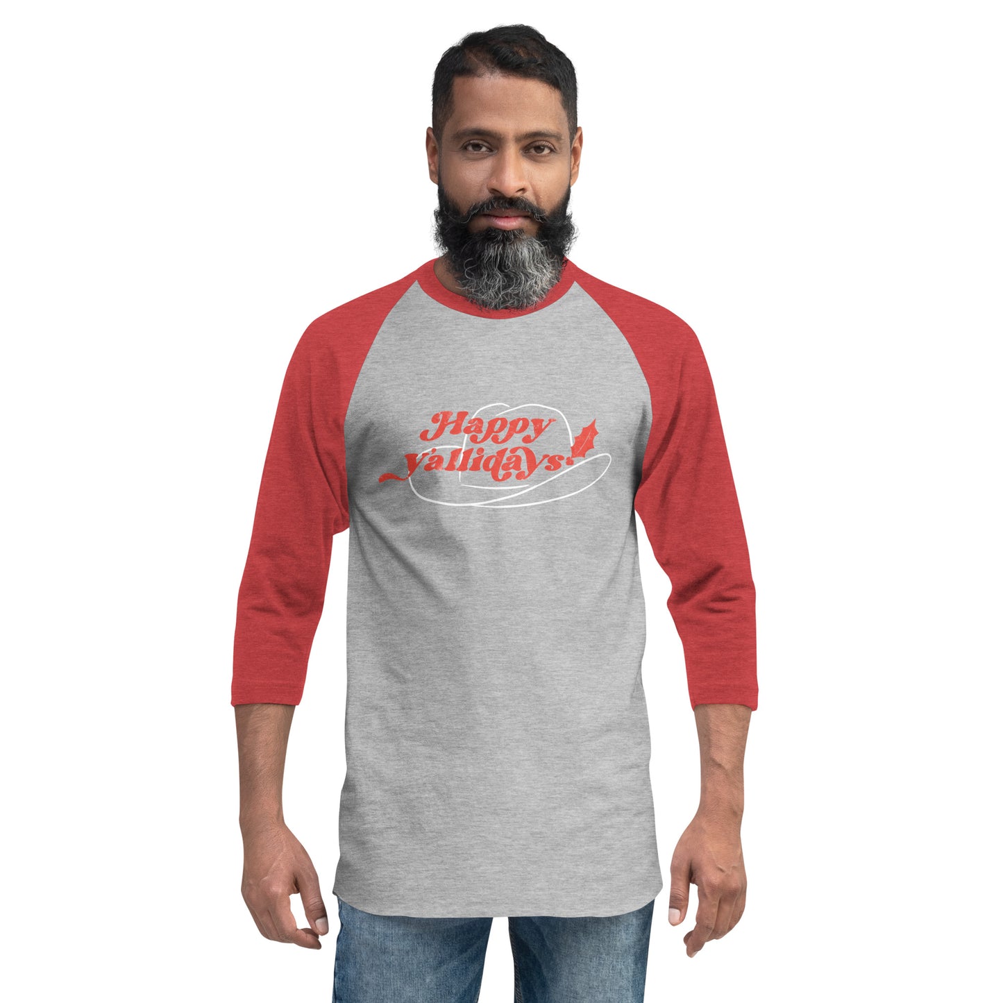 Happy Y'allidays 3/4 Sleeve Baseball Shirt