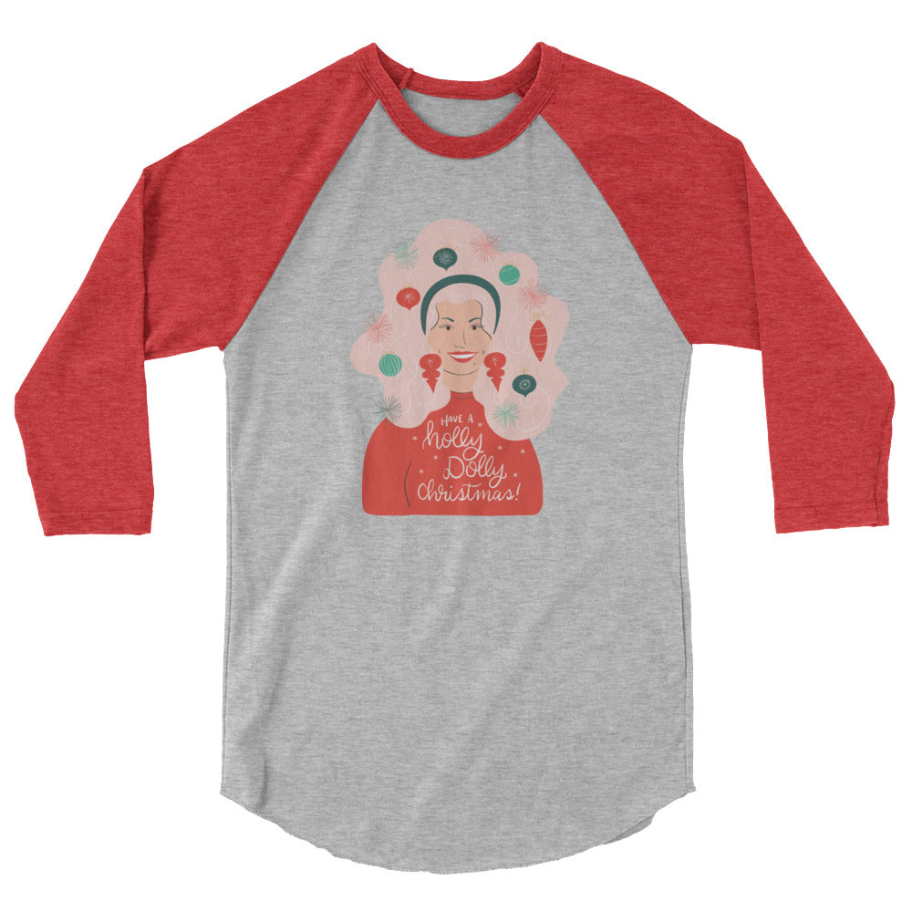 Holly Dolly Christmas Unisex Raglan Baseball Shirt