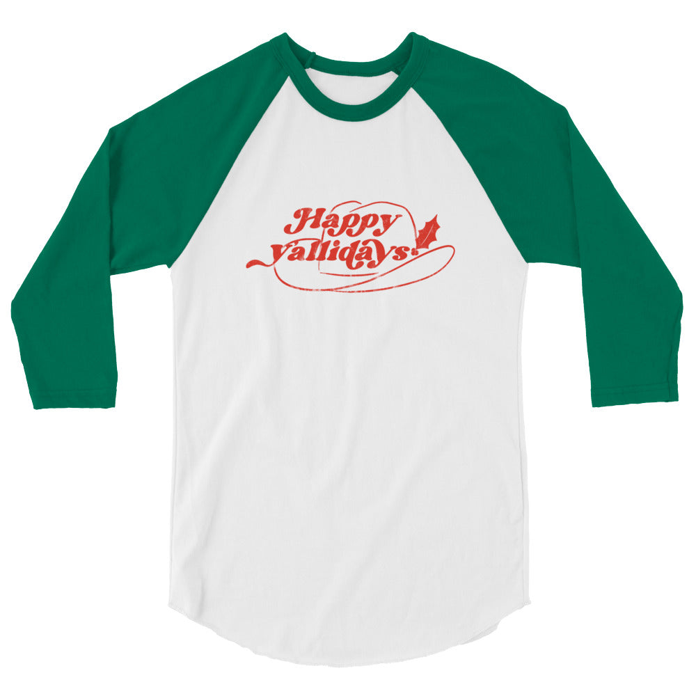 Happy Y'allidays 3/4 Sleeve Baseball Shirt