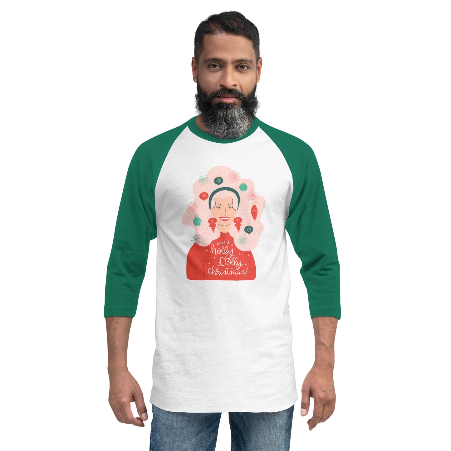 Holly Dolly Christmas Unisex Raglan Baseball Shirt