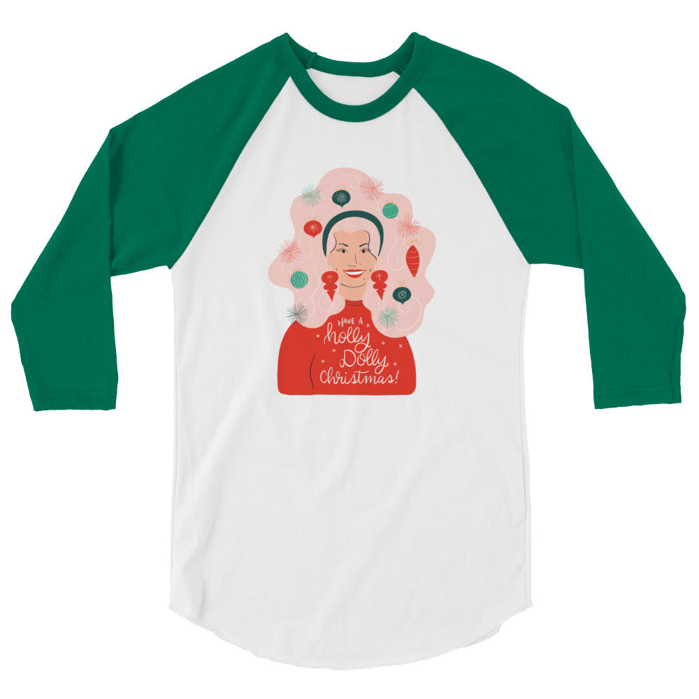 Holly Dolly Christmas Unisex Raglan Baseball Shirt