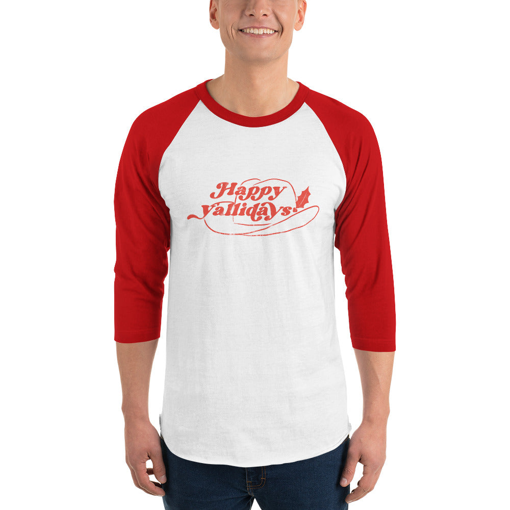 Happy Y'allidays 3/4 Sleeve Baseball Shirt