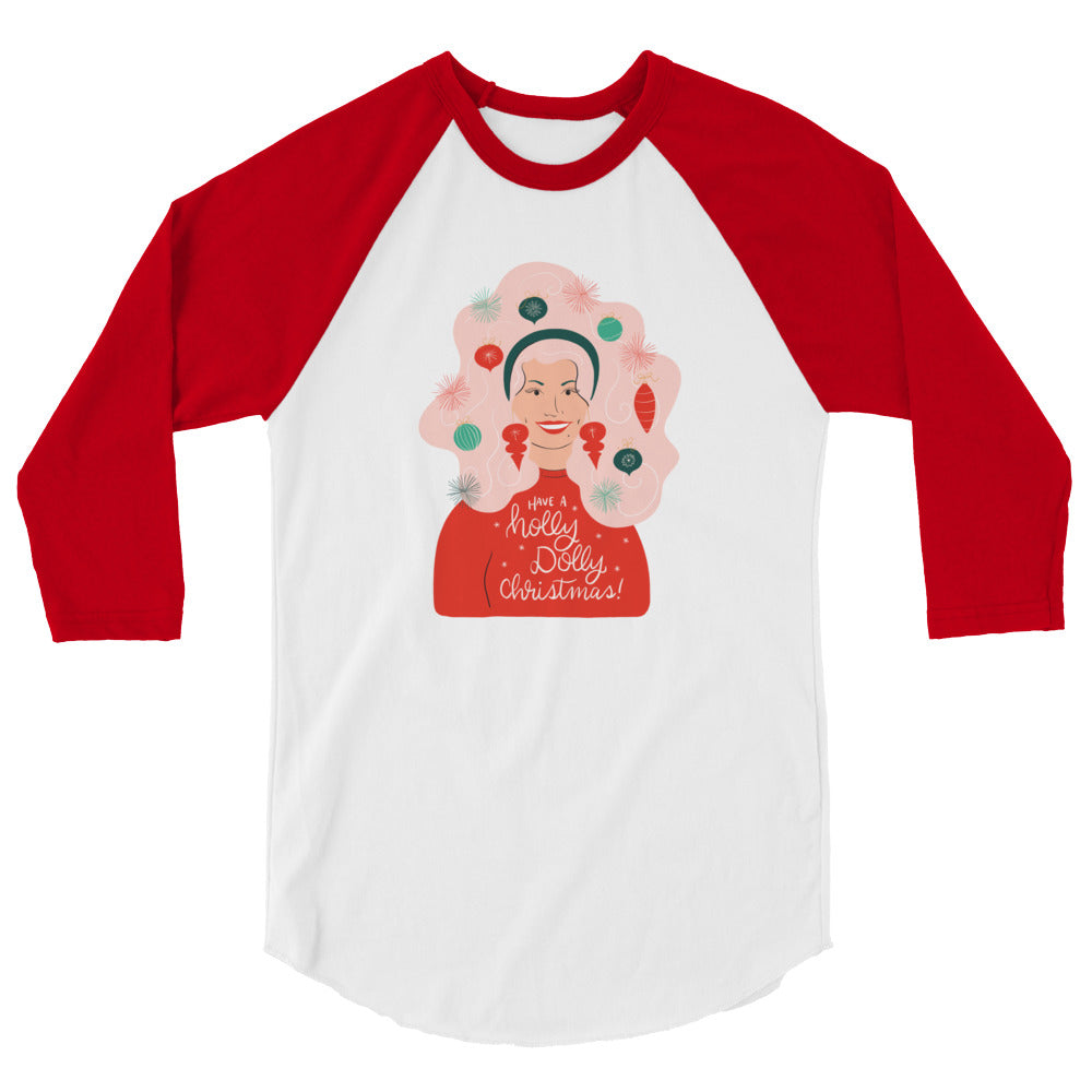 Holly Dolly Christmas Unisex Raglan Baseball Shirt